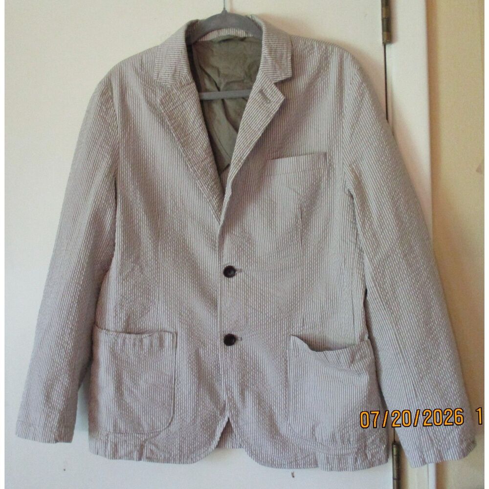 Classic Vintage Seersucker Stretch Cotton Summer GoodFellow Kenwood Blazer M